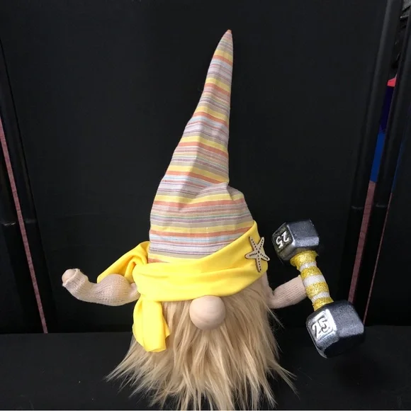 Muscle Beach Gnome Sun Sand Starfish Yellow Orange Tan White Cream Blue - Picture 1 of 6